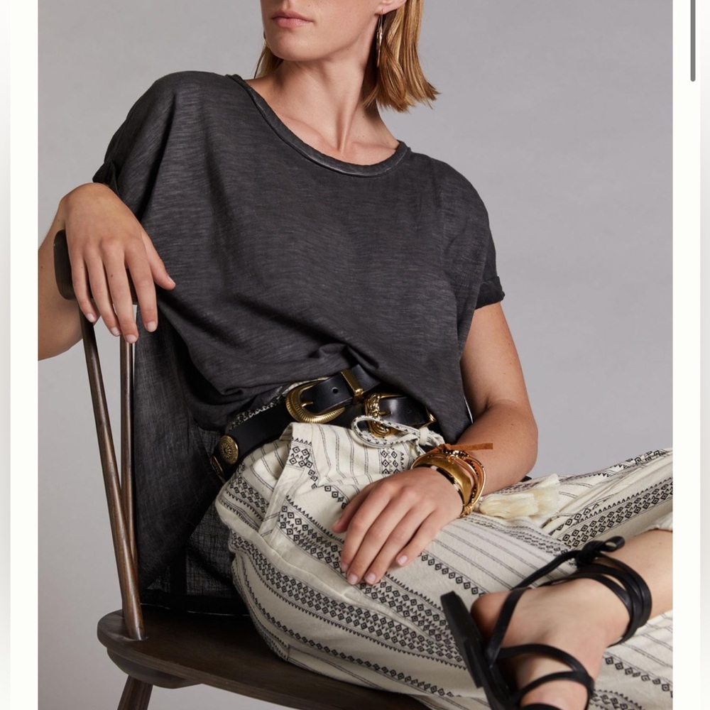 Anthropologie Pilcro NWOT Washed Tee in Black Versatile Cotton Comfort Sz S